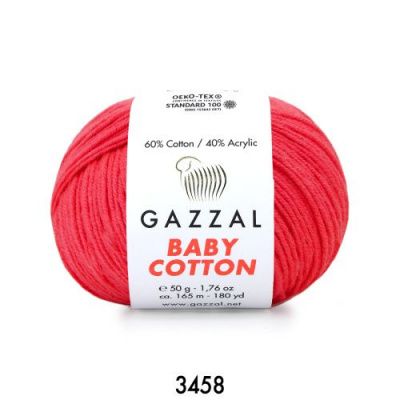 GAZZAL  BABY COTTON   3458  - 60% Хлопок, 40% Акрил 50 г/165 м